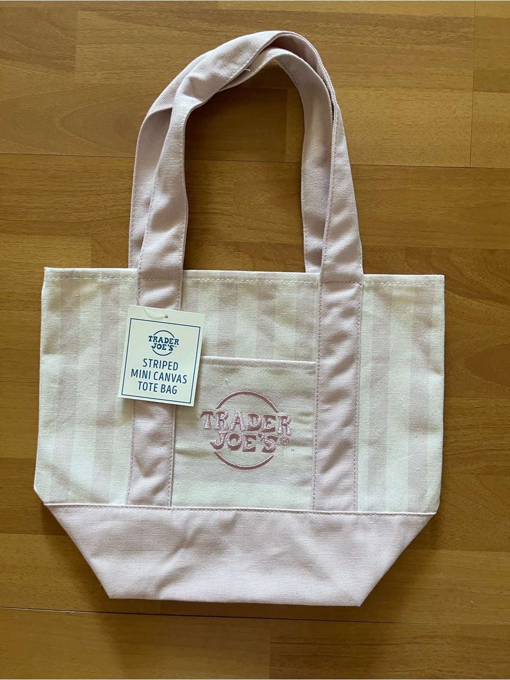 Trader Joe’s Pink Striped Canvas Mini Tote Bag
